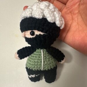 Hand Crochet Manga Naruto Kakashi Hatake Amigurumi Plush Doll Keychain Bag